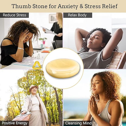 Yellow Aventurine Worry Stones – Crystal Thumb Worry Stone for Anguish, Stress – Relaxing and Soothing Balance Stones for Meditation, Stress Relief – Healing Stones and Crystals for Men & Women
