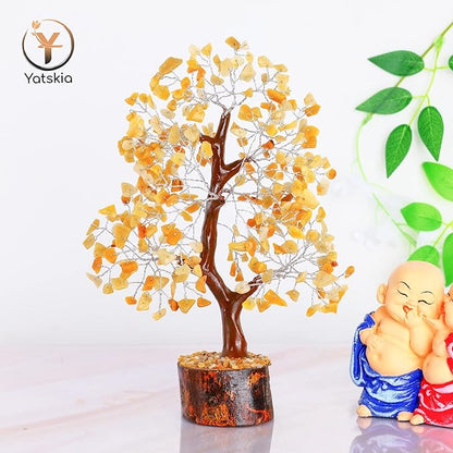YATSKIA Yellow Aventurine Crystal Tree of Life - Gemstone Tree Home Decor - Feng Shui Crystals - Positive Energy Gifts - Reiki Gifts