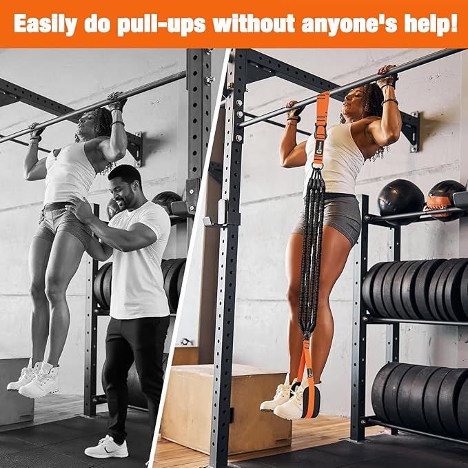 Pull Up Assistance Bands,Up to 300 lbs Assistance,Adjustable Heavy Duty 4 Pull Up Bands with Handle and Door Anchor for Home Gym Fitness Exercise Strength Training Workout Equipment