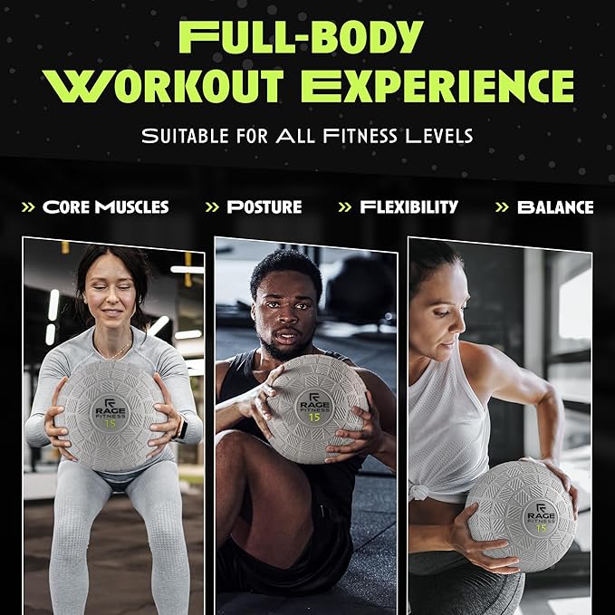 Slam Ball,10, 15, 20lb Medicine Balls, Tread Texture For Firm Grip, Full Body Workout Dynamic Weighted Balls for Exercise, Smash Balls for Strength, Conditioning, Cardio and Core Workouts