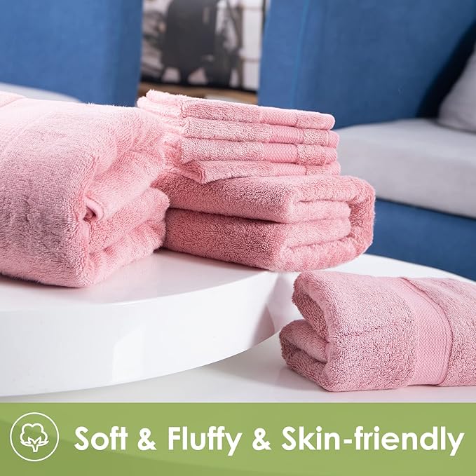 3PC Bathroom Towels Set for Face and Body, Sensitive Skin Pink Luxury Towels Set for Adult Students Kids Baby, Super Soft Highly Absorbent Towels Set for Bathroom 3 PC