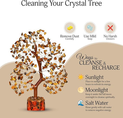 YATSKIA Tiger Eye Crystal Tree of Life, Healing Crystals Decor, Meditation Decor, Chakra Gifts, Crystal Gifts for Women