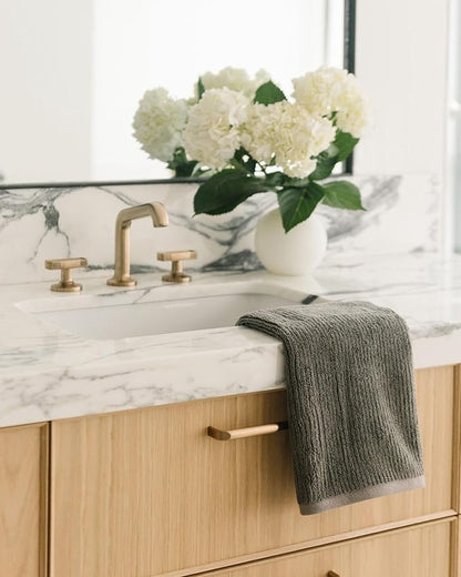 Cozy Earth Ribbed Hand Towel Set - 60% Cotton 40% Viscose from Bamboo Hand Towels - Soft & Absorbent Textured Ribbed Pattern - 2 Pack Charcoal