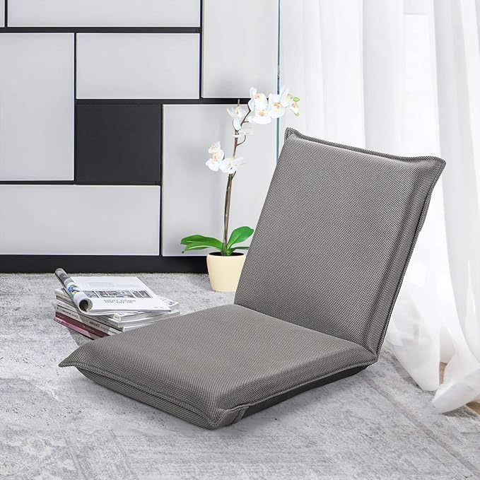 Giantex Floor Chair with Back Support, 6 Adjustable Position, Gaming Chair Floor, Padded Sleeper Bed for Video Gaming Meditation Reading Watching TV, Grey