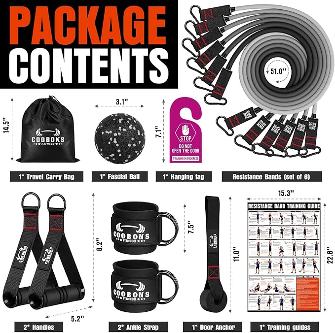 Heavy Resistance Bands for Working Out, 300LBS Exercise Bands with Handles, Workout Bands for Men, Weight Fitness Bands Set for Muscle Training, Strength, Slim, Yoga, Home Gym Equipment