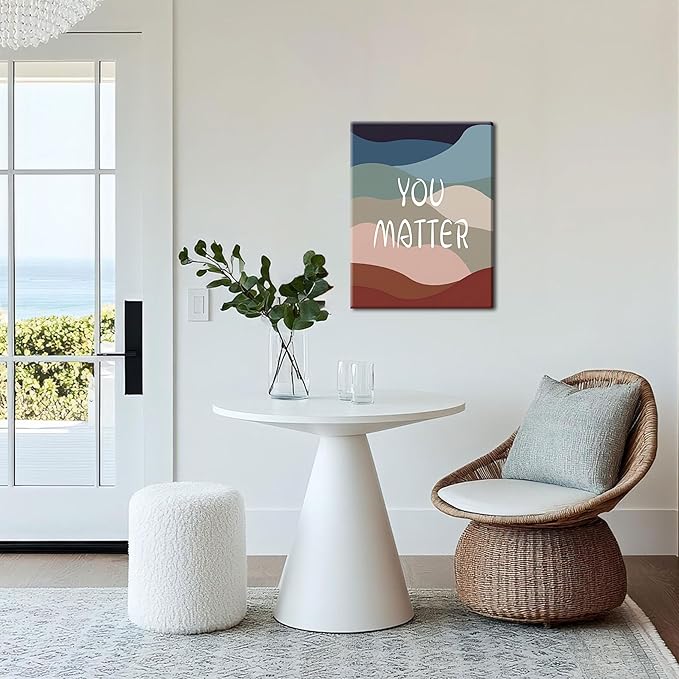 YHCTHT You Matter Canvas Wall Art – Framed Inspirational Positive Affirmation Wall Decor, Motivational Painting Artwork Prints for Bedroom, Home Office, or Meditation Room – 16x24in
