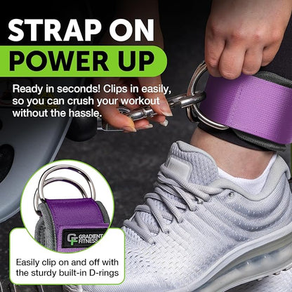 Gradient Fitness Ankle Straps (2 Pack) | Ankle Strap for Cable Machine, Ankle Bands for Working Out, Cable Ankle Strap