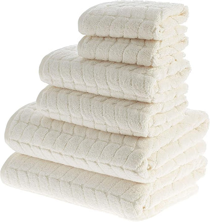 BAGNO MILANO Turkish Bath Towels, Soft Plush Jacquard Luxury Bath Towels, Quick Dry Towel Set (Cream, 4 Pcs Hand Towel Set)