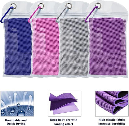 4 Packs Cooling Towels for Neck and Face(40"x 12"), Cold Towels for Hot Weather, Face Towel, Lightweight Soft Breathable Towels for Yoga, Sport, Workout, Running, Gym, Camping, Fitness