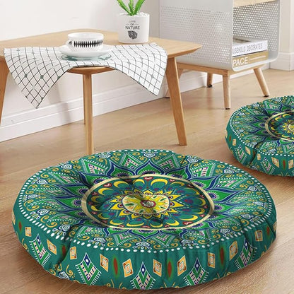 Mandala Meditation Cushion, Boho Meditation Mat, Meditation Pillows for Sitting on Floor, Cushions for Sitting in Home and Outdoor, Round Floor Pillows Cushion Seating for Yoga 22'' X 22''