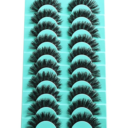 Lashes Volume Mink Eyelashes 10 Pairs Cateye Lash Strips Wispy Cat Eye Lashes Natural Look Short Thick Fluffy False Strip Eyelash Full Small Fake Lashes Pack Black Pestañas Postizas for Women