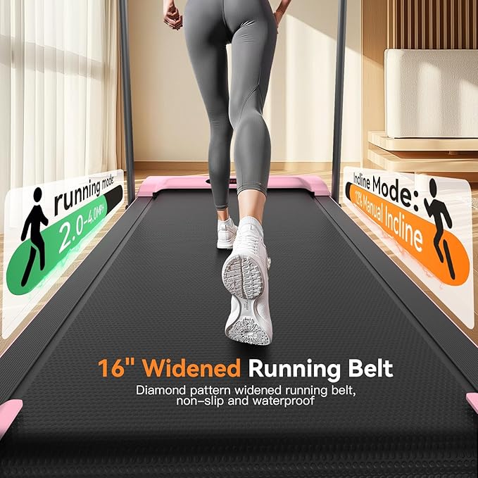 ANCHEER Foldable Treadmill with 12% Incline, 3.0HP Walking Pad Treadmills with Handle Bar, 320LBS Capacity/2S Folding/Widened Belt, Quiet Portable Walking Treadmill Under Desk with LED