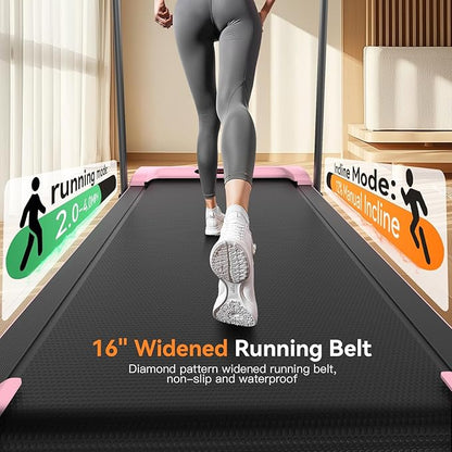 ANCHEER Foldable Treadmill with 12% Incline, 3.0HP Walking Pad Treadmills with Handle Bar, 320LBS Capacity/2S Folding/Widened Belt, Quiet Portable Walking Treadmill Under Desk with LED