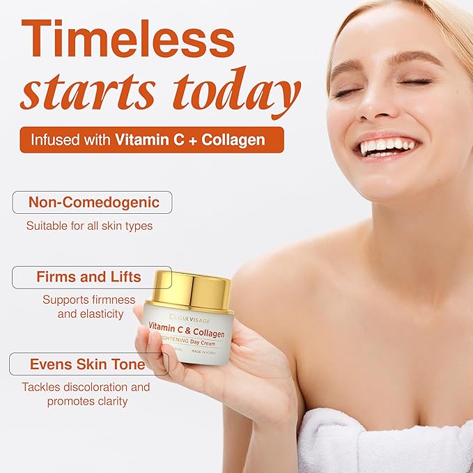 Vitamin C Moisturizer For Face - Dermatologist Tested, with Collagen - Anti-Aging Face Cream, Ultra Hydrating, Brightning, Fine Lines & Wrinkles Treatment - Clean Beauty, Korean Skin Care