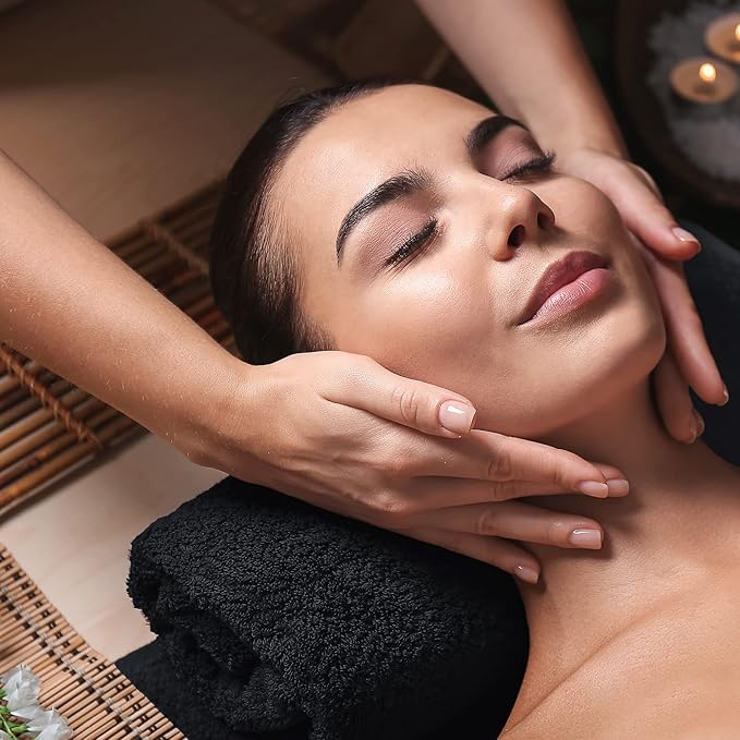 Utopia Towels Cotton Bleach Proof Salon Towel 16 by 27 inches, Bleach Safe Gym 100% Cotton Hand Towel, 24 Pack, Black