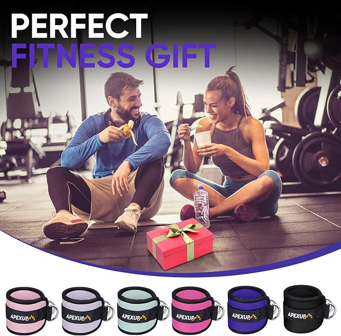 APEXUP Ankle Strap for Cable Machine, Ankle Resistance Bands, Cable Kick Back Straps for Gym, Glute Workouts, Leg Extensions, Adjustable Straps with Neoprene Padding