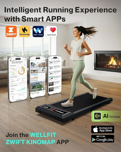 COZYINN 10% Incline Walking Pad - 2.5HP 4MPH/7.6MPH 265/340+lb Capacity Treadmills for Home, Portable Foldable Adjustable Incline Treadmill with Wide Running Area, Mute Control, Works with KINOMAP