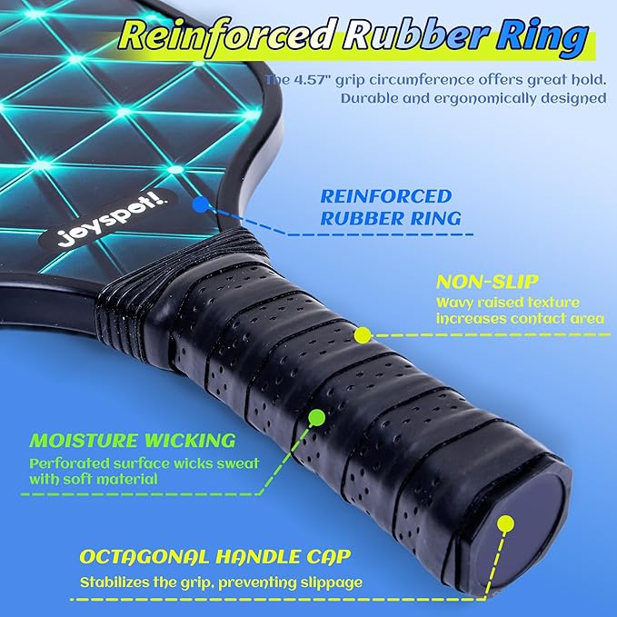 Pickleball Paddles Set of 2, Fiberglass Pickle Ball Rackets, Lightweight Paddle Set Includes 4 Outdoor Indoor Balls, 2 Grip Tapes & Carry Bag, Oversized Sweet Spot for Men, Women, Adult, Teenager