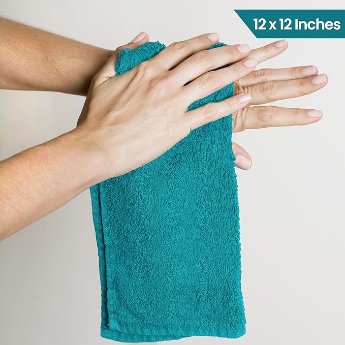 Utopia Towels 24 Pack Cotton Washcloths Set, 100% Ring Spun Cotton, Premium Quality Flannel Face Cloths, Highly Absorbent and Soft Feel Fingertip Towels, Turquoise