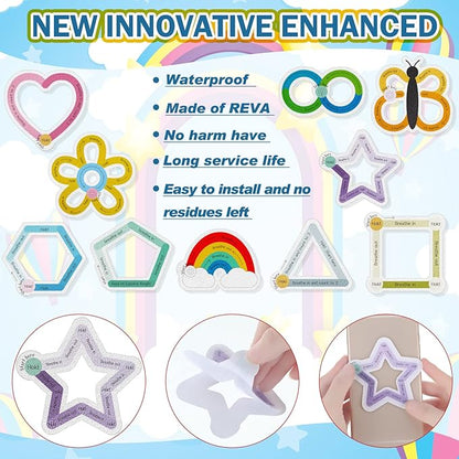 80 Pcs Anxiety Sensory Stickers with Inspirational Quotes Calm Textured Strips Relief Mental Health Stickers School Office Adhesive Sensory Tape Anti Stress Toys for Adults Teens (Lovely)