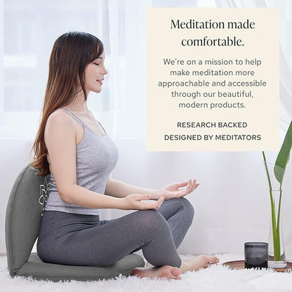 Mindful Modern Meditation Chair | Adjustable Floor Chair with Back Support | Padded Floor Seat for Posture Support and Comfort | Portable Folds Flat for Storage | Indoor/Outdoor Use | Slate Grey