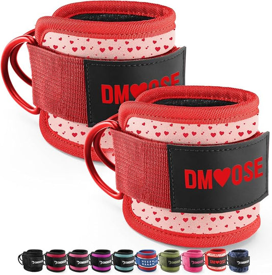 DMoose Fitness Ankle Straps for Cable Machines - One Size Fit with Premium Padding, Glute Kickback Ankle Strap for Women & Men, Cable Attachments for Gym, Booty Workouts, Leg Extension & Hip Abductors