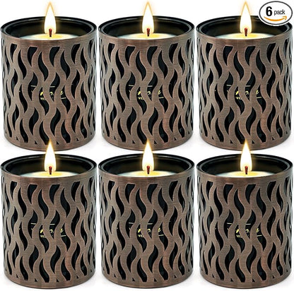 6 Pack Candles for Home Scented with Bronze Black Candles Holder, 33.6 oz Soy Wax, 240 Hours Long Lasting Aromatherapy Candles, Birthday Gifts for Men