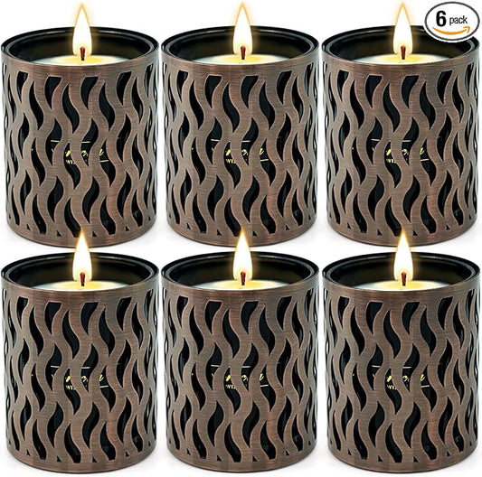 6 Pack Candles for Home Scented with Bronze Black Candles Holder, 33.6 oz Soy Wax, 240 Hours Long Lasting Aromatherapy Candles, Birthday Gifts for Men
