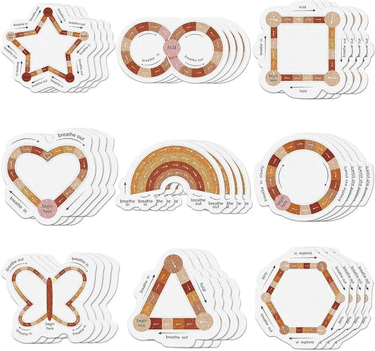 36 Pcs Anxiety Sensory Stickers Mental Health Stickers Fidget Textured Strips Toys Adhesive Tactile Calm Relief Items for Adults Desk School Counselor Classroom(Boho Breathe Style)