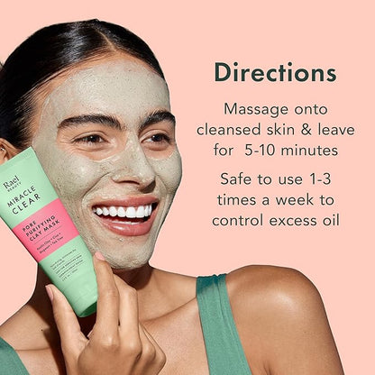 Rael Blackhead Remover, Miracle Clear Clay Mask, Exfoliating Face Wash, Pore Minimizer, Gentle and Hydrating, with Tea Tree, Vegan, Korean Skin Care (3.3 fl oz)
