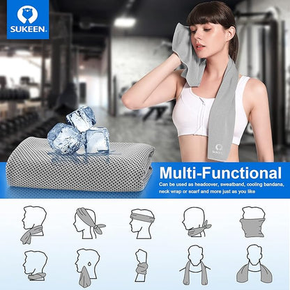 Sukeen [4 Pack Cooling Towel (40"x12"),Ice Towel,Soft Breathable Chilly Towel,Microfiber Towel for Yoga,Sport,Running,Gym,Workout,Camping,Fitness,Workout & More Activities