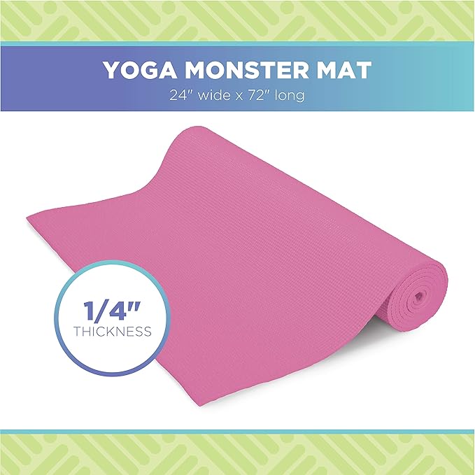 Bean Products Yoga Mat for Exercise - Non Slip Thick Comfortable Workout Floor Mat for Adults and Kids - Eco Friendly Foldable Yoga Mat for Yoga, Pilates, Gym and Stretching