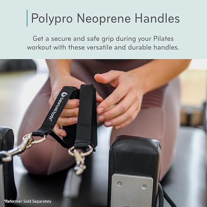 Balanced Body PolyPro Neoprene Handles, Comfortable Handles for Pilates Equipment, Workout Equipment for Home Gym or Studio Use, 1 Pair