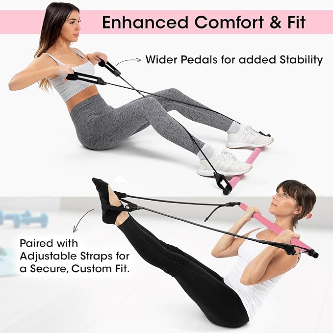 Pilates Bar Kit for Home Workouts | Portable Home Pilates Kit Set for Women & Men | Workout Bar for Legs, Hip, Waist and Arm | Includes Pilates Socks, 30-Day Challenge & Meal Plan