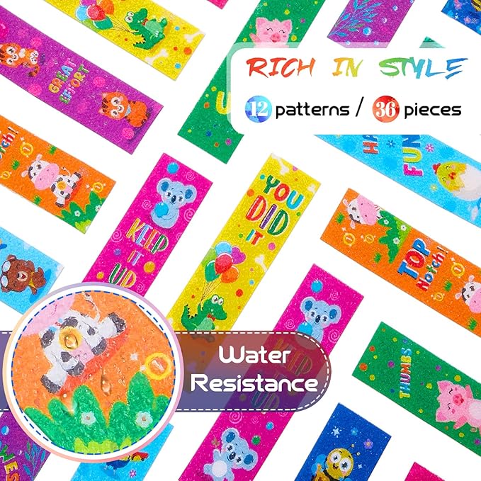 36 Pcs Anxiety Sensory Stickers Mental Health Stickers Fidget Textured Strips Toys Adhesive Tactile Calm Relief Items for Adults Desk School Counselor Classroom(Animal Style)
