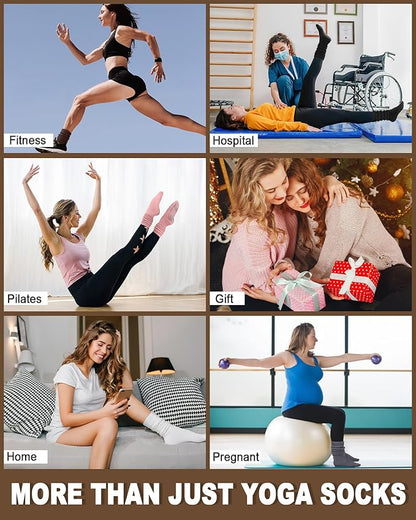 3/6 Pairs Grip Pilates Socks for Women, Non-slip Yoga Athletic Socks for Barre Ballet Barefoot Workout Hospital