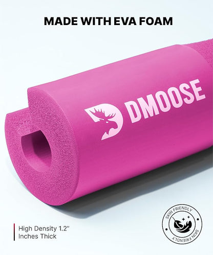 DMoose Fitness Barbell Pad for Hip Thrust, Squat & Lunges - Non-Slip Thick Foam Cushion for Neck and Back Support with Two Straps - Hip Thrust Pad for Leg Day - Fits All Olympic Bars and Smith Machine