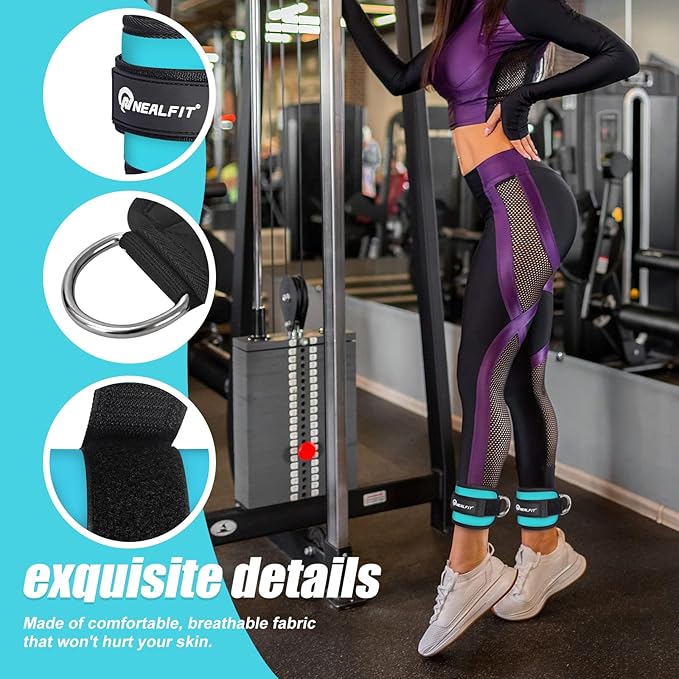 Ankle Strap for Cable Machine, Gym Ankle Cuff for Kickbacks, Leg Extensions, Glute Workouts, Booty Hip Abductors Exercise for Women and Men