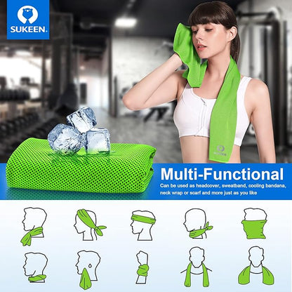 Sukeen [4 Pack] Cooling Towel (40"x12"), Ice Microfiber Chilly Towel for Yoga, Sport, Running, Gym, Workout, Camping, Fitness & More Activities