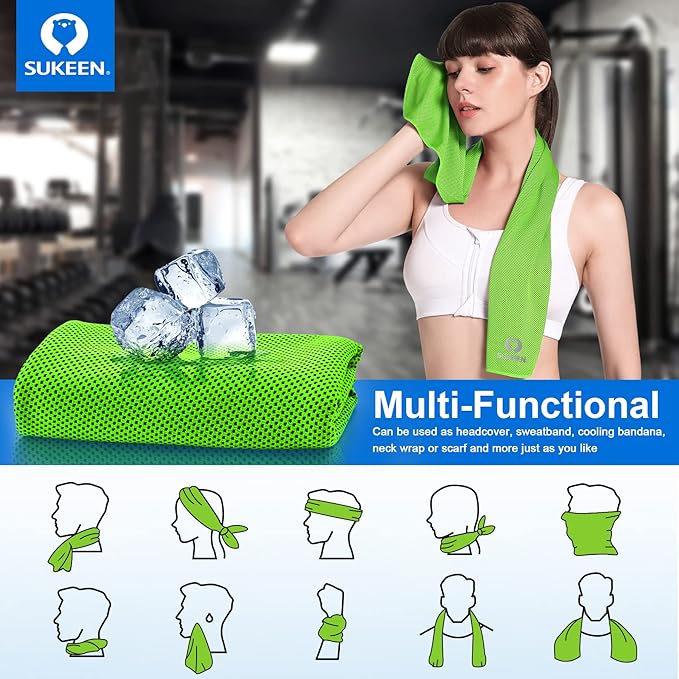 Sukeen [4 Pack] Cooling Towel (40"x12"), Ice Microfiber Towel, Soft Breathable for Yoga, Sport, Running, Gym, Workout, Camping, Fitness & More Activities