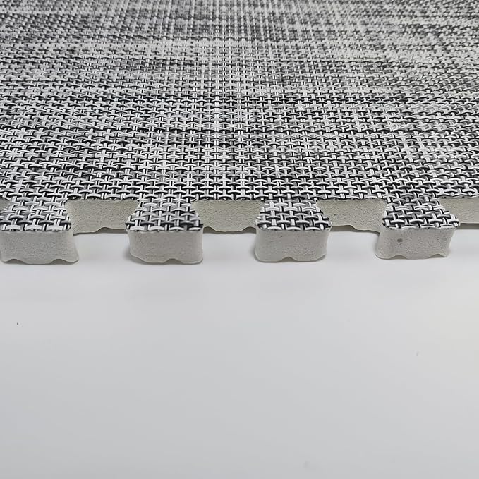 9 Tiles Interlocking Foam Mats 0.4inch Thickness Foam Floor Mats for Home Gym, Fitness, Exercise, Flooring Surface Protection EVA Foam Floor Padding with Border（Black Gray）