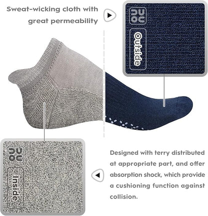 unenow Unisex Non Slip Grip Socks with Cushion for Yoga Pilates Barre Home & Hospital