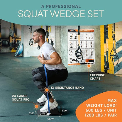 Lifepro 2pcs Metal Squat Wedge Block Non-Slip Squat Wedge with Resistance Band, Slant Board 1200 lbs Calf Stretcher Elevated Squat Tool for Squat and Stretching Exercises (Large 13.7")