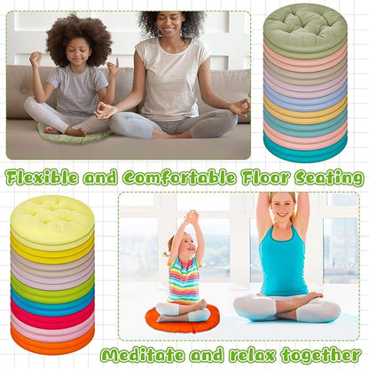 36 Pcs Round Floor Pillows 15.7 Inch Flexible Seating Pillows Chair Floor Cushions Reading Cushions for Kids Adults Classroom Home School Playing Supplies,18 Colors (Multicolor)