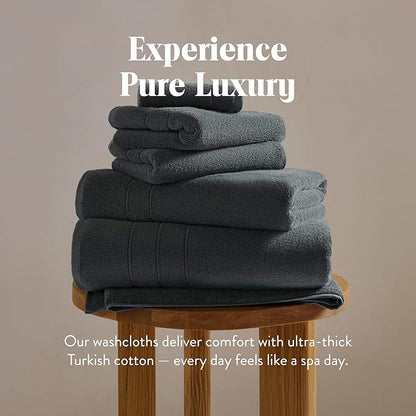 Brooklinen Super-Plush Turkish Cotton Washcloths Set of 2 Cotton, 820 GSM, Highly Absorbent, Machine Washable, Perfect for Home & Bathroom (13" x 13", Graphite Gray)