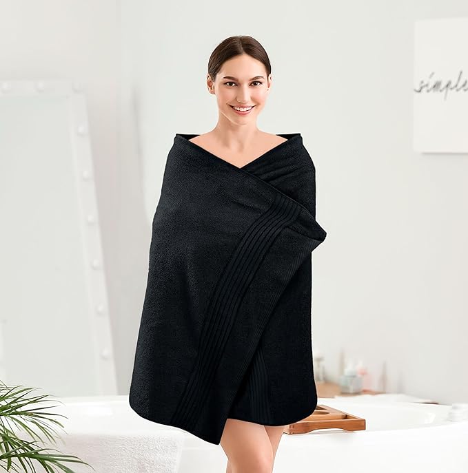 Utopia Towels 4 Pack Bath Towels Set, 27 by 54 Inches, 100% Ring Spun Cotton, Quick Dry, Highly Absorbent, Soft Feel Towels, Perfect for Daily Use, Black