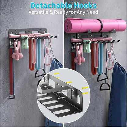 KHAMAL Multi-Purpose Gym Equipment Storage Rack For Resistance Bands - Gym Wall Storage For Exercise Bands, Yoga mat, Jump Ropes, Weight Belts, Straps, Hula Hoop