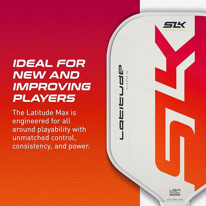 SLK Latitude 2.0 Pickleball Paddle | G4 Graphite Pickleball Paddle Face | Rev-Core+ Technology with SpinFlex Surface | Redesigned for Performance and Control