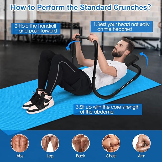 Goplus AB Fitness Crunch, Portable Abdominal Machine Workout Exerciser for Core Strength, Muscle Training, Sit Up AB Trainer for Home, Office, Gym