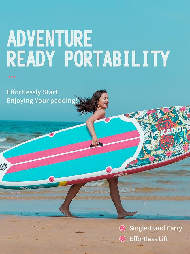 10’6’’ Portable Inflatable Stand Up Paddle Board (SUP) for Adults and Youth with Non-Slip Deck – Complete Accessories Kit, Perfect for Fishing, Yoga, Fitness & Family Fun